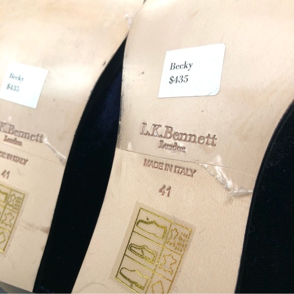 L.K. Bennett Becky Navy Velvet Ankle Boots - Picture 12 of 16